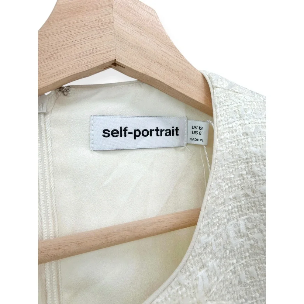 NEW Self-Portrait Women's Boucle Diamante Bow Mini Dress $555 - Size US 8 / UK 8 - Picture 11 of 15